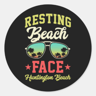 Sticker Rond Plage de repos Face amusant Correspondance Hunting