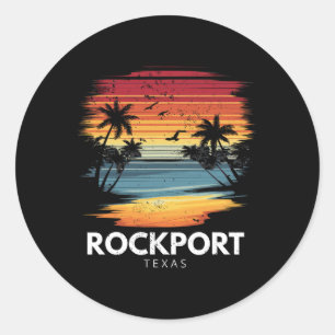 Sticker Rond Plage de Rockport Texas Surfboard Surf Vintage 