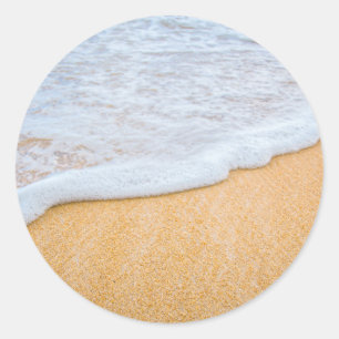 Sticker Rond Plage de sable avec Surf en mousse