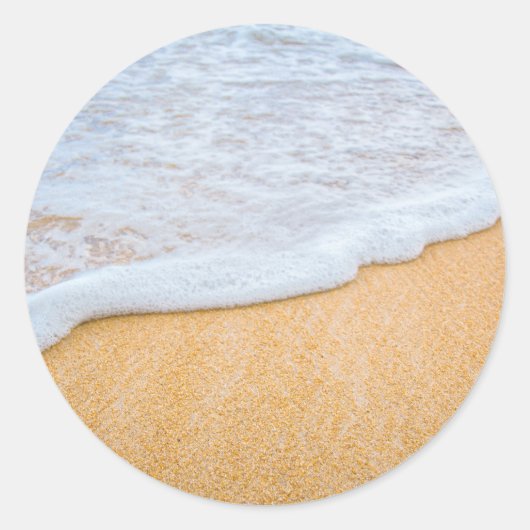 Sticker Rond Plage de sable avec Surf en mousse (Devant)