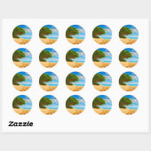 Sticker Rond Plage de sable de l'île tropicale déserte (Feuille)