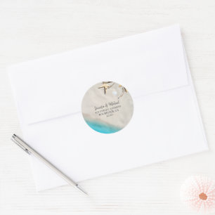 Sticker Rond Plage de sable de mer de Starfish phoques Mariages