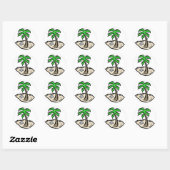 Sticker Rond Plage de sable de Palm Tree (Feuille)