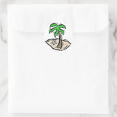 Sticker Rond Plage de sable de Palm Tree (Sac)