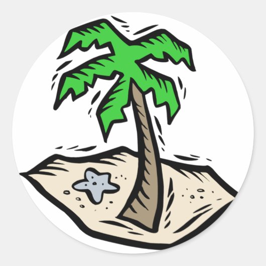 Sticker Rond Plage de sable de Palm Tree (Devant)