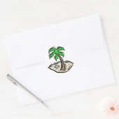 Sticker Rond Plage de sable de Palm Tree (Enveloppe)
