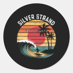 Sticker Rond Plage de Silver Strand Californie Surf