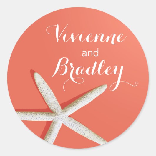 Sticker Rond Plage de Starfish Fingers | corail (Devant)