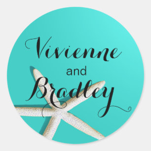 Sticker Rond Plage de Starfish   TURQUOISE