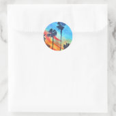 Sticker Rond Plage de Sunset Palm trees Art surf (Sac)