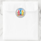 Sticker Rond Plage de surf (Sac)