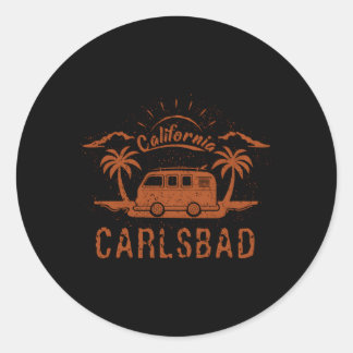 Sticker Rond Plage de surf Carlsbad Ca California