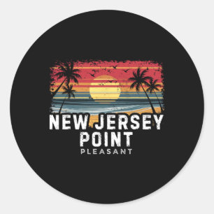 Sticker Rond Plage de surf de Point Pleasant au New Jersey