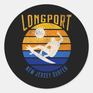 Sticker Rond Plage De Surf Nj Surfer Longport Du New Jersey