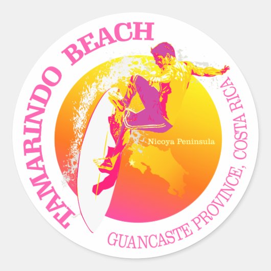 Sticker Rond Plage de Tamarindo (Devant)