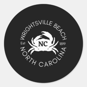 Sticker Rond Plage de Wrightsville Plage de crabe de Caroline d