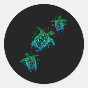 Sticker Rond Plage des tortues de mer Hawaiian Honu