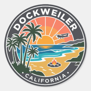 Sticker Rond Plage d'État de Dockweiler Californie
