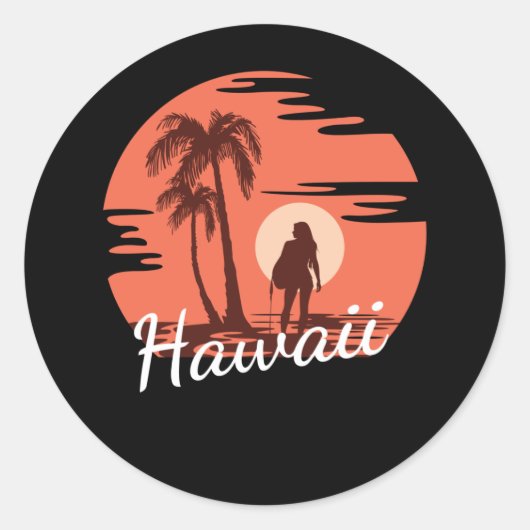 Sticker Rond Plage d'Hawaii (Devant)