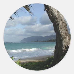 Sticker Rond Plage d'Oahu