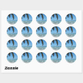 Sticker Rond Plage - Eau Bleue et Sable Blanc (Feuille)