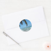 Sticker Rond Plage - Eau Bleue et Sable Blanc (Enveloppe)