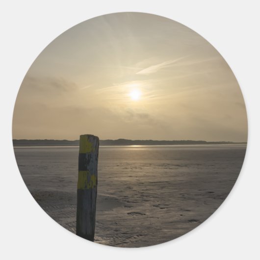 Sticker Rond Plage en mer du Nord (Devant)