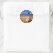 Sticker Rond Plage Enregistrer la date (Sac)