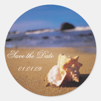 Sticker Rond Plage Enregistrer la date