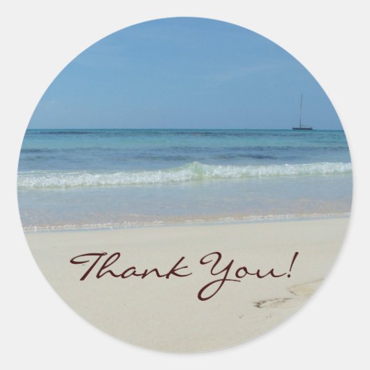 Sticker Rond Plage et Merci de mer (Devant)