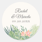 Sticker Rond Plage florale tropicale (Devant)