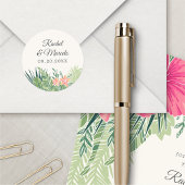 Sticker Rond Plage florale tropicale