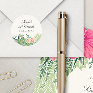 Sticker Rond Plage florale tropicale