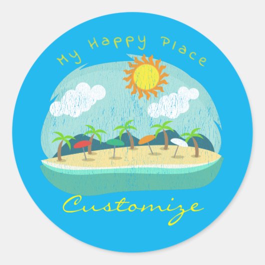 Sticker Rond Plage Happy Place Thunder_Cove (Devant)