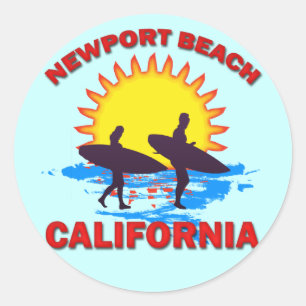 STICKER ROND PLAGE LA CALIFORNIE DE NEWPORT