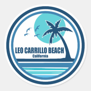 Sticker Rond Plage Leo Carrillo Californie Palmier Oiseaux