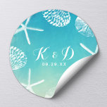 Sticker Rond Plage Mariage Aquarelle Coquillages Mariage Faveur<br><div class="desc">Watercolor Seashells Beach Wedding Favoriser Stickers.</div>