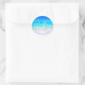 Sticker Rond Plage mariage Océan Bleu Sable Destination Moderne (Sac)
