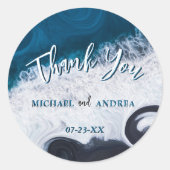 Sticker Rond Plage Mariage Océan Vagues Merci Appréciation (Devant)