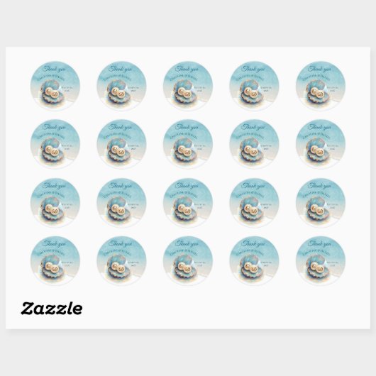 Sticker Rond Plage Mariage Pearls Shell Elégant thème Océan (Feuille)