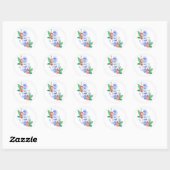 Sticker Rond Plage nautique Floral Blue Ancre phoque Mariage (Feuille)