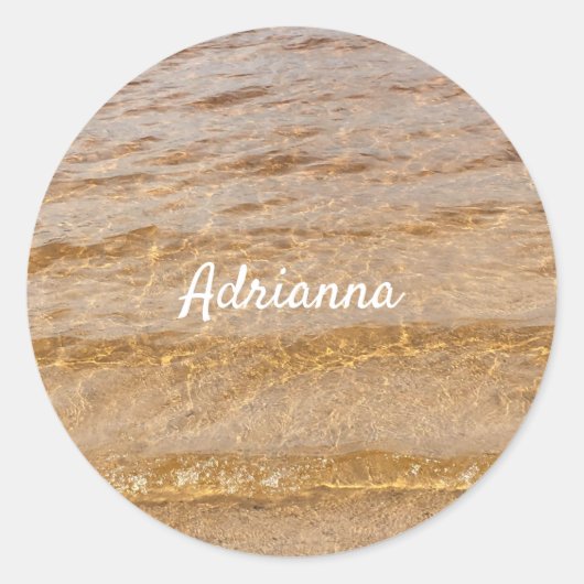 Sticker Rond Plage nautique Ocean Water Waves Nom Cadeau (Devant)