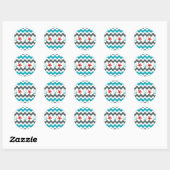 Sticker Rond Plage nautique thème Chevron Ancres Starfish (Feuille)
