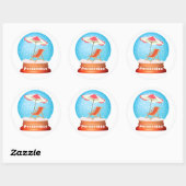 Sticker Rond Plage neige globe été hiver whimsical (Feuille)