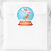 Sticker Rond Plage neige globe été hiver whimsical (Sac)