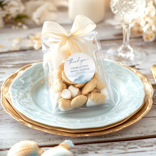 Sticker Rond Plage océanique Baby Shower 