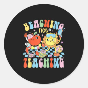 Sticker Rond Plage Pas Enseigner Vibe Été Enseignant Graduati