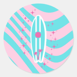 Sticker Rond Plage, Plage Art, Vibes tropicales, Preppy