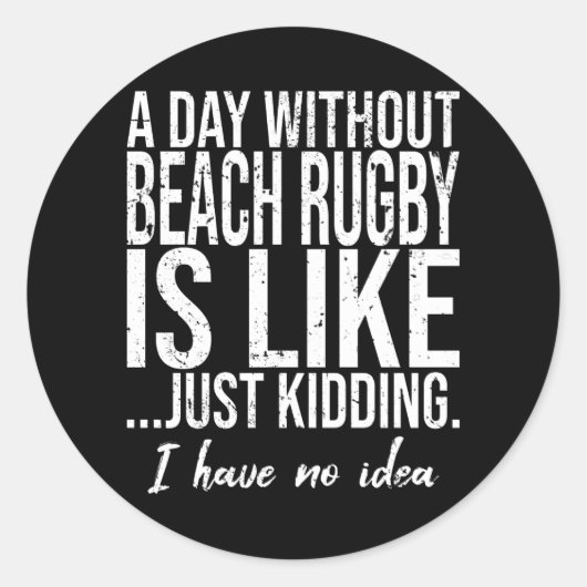 Sticker Rond Plage Rugby drôle cadeau sportif (Devant)