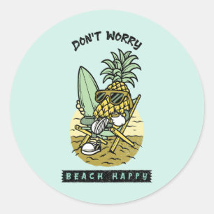 Sticker Rond Plage sans souci, bonne humeur – Pinède drôle de s